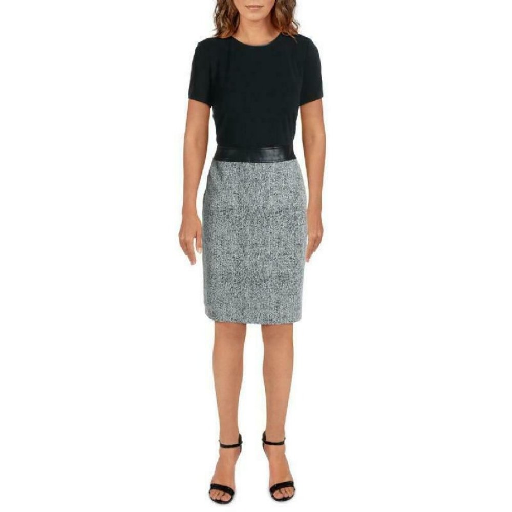 Karl Lagerfeld Women's Size 12 Black & White Short Sleeve Sheath Dress - Picture 1 of 2